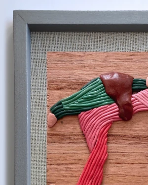 Sentmientos 4 - Marco tipo box gris + arpillera white