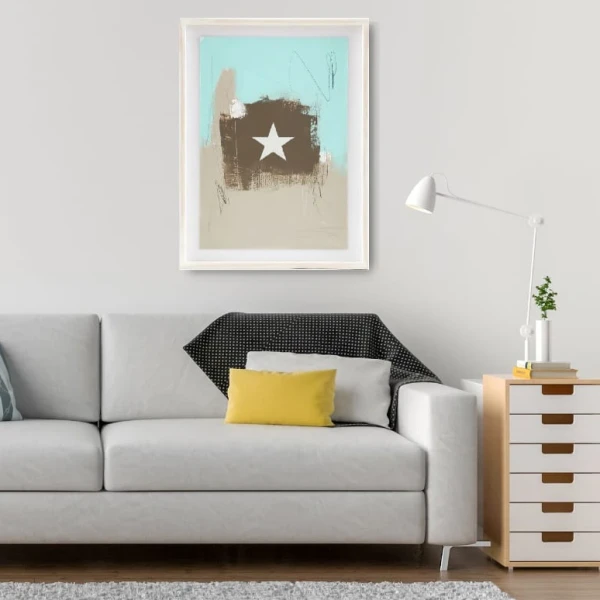 Estrella Blanca - Turquesa  - L 15x15 redondeada marupï