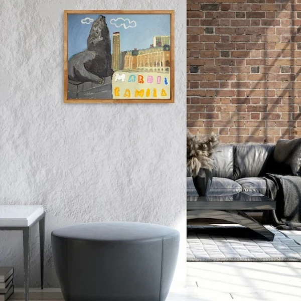 Lobo marino I - Marco negro con paspartu  gris 64x74 cm