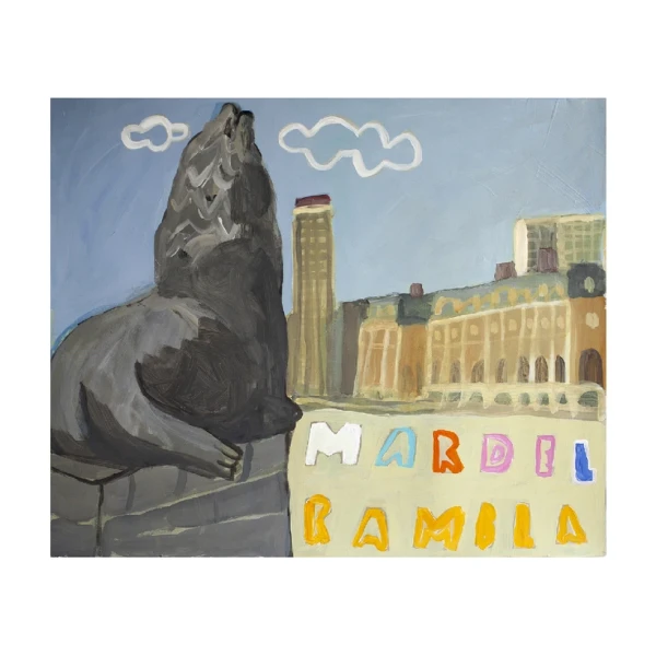 Lobo marino I - Marco negro con paspartu  gris 64x74 cm