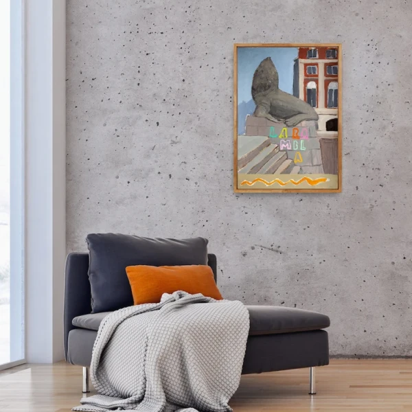 Lobo Marino II - Alfil  marupa negro con paspartu gris  55x75cm