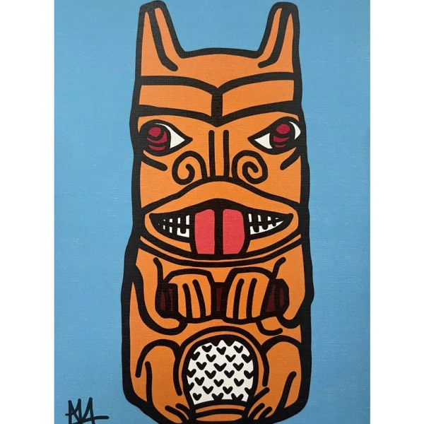 Totem de Jaguar oro - Marco L10x20 madera encerada pequeño 32x23