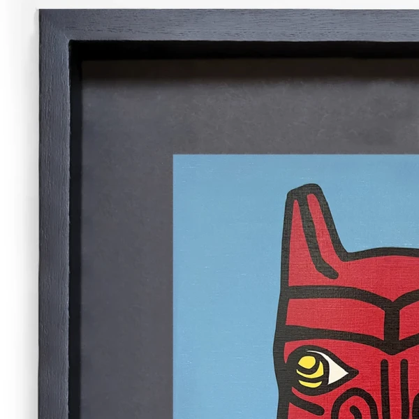 Totem de Jaguar Granate - Marco Espacial negro con fondo negro  grande 57x44