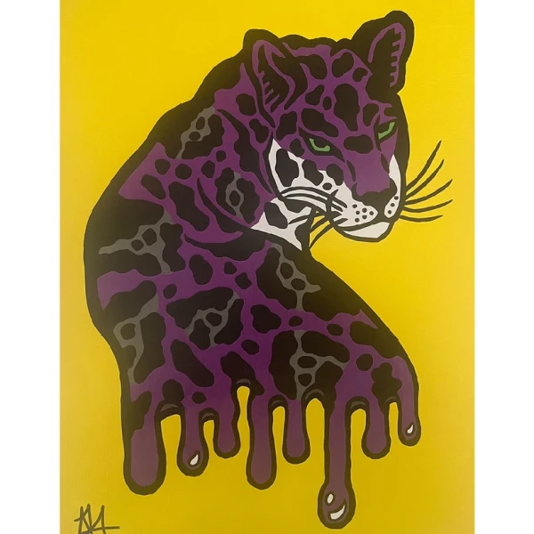 La mirada del jaguar - Rojo / Marco Blanco 2 x 3,5cm Grande - 49x36 cm