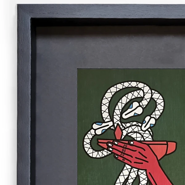 La ofrenda - verde / Marco Negro de 2x3,5 cm + Fondo negro Pequeño - 42x33c m