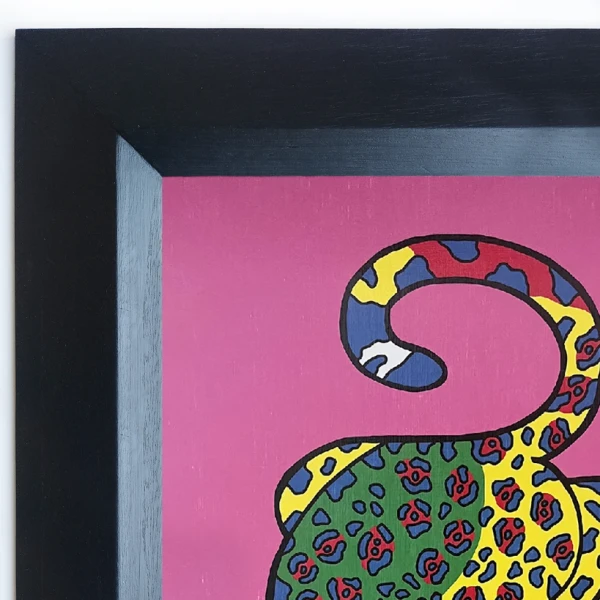 Jaguar Geométrio - amarilla / Marco rampa negra lisa pequeño - 34x25