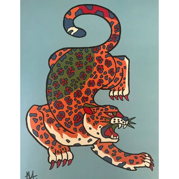 Jaguar Geométrio - amarilla / Marco rampa negra lisa grande - 49x36