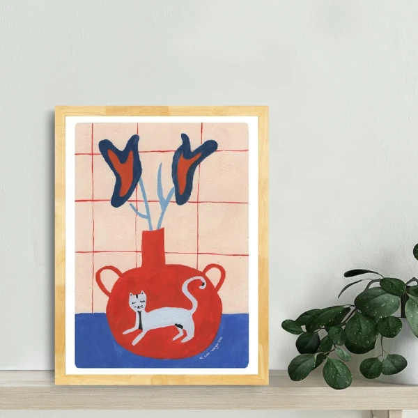 Atardecer - 21 x 30 / Marco piramidal mini blanco mas paspartu blanco