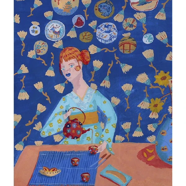 Desayuno - 30 x 42 / Varilla triangulito blanco mas paspartu blanco