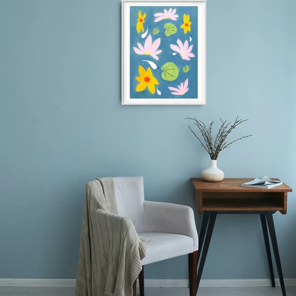 Loto - 21 x 30 / Marco piramidal blanco liso mas paspartu blanco