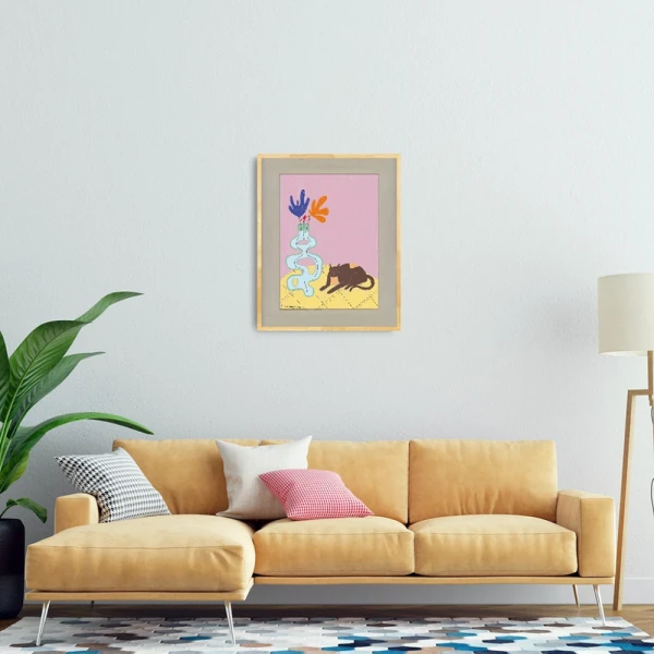 Mushi - 21 x 30 / Marco chato de 3 cm azul ultramar