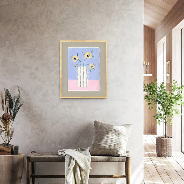 Pastel - 21 x 30 / Marco chata de 3 cm azul ultramar