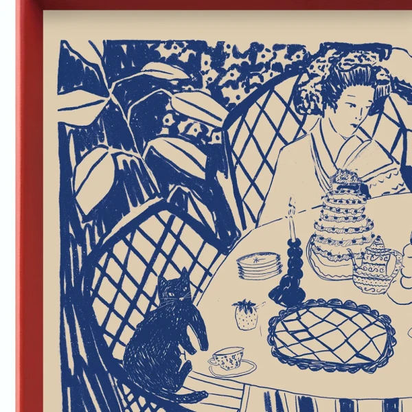 Azul - 21 x 30 / Marco piramidal rojo chinese