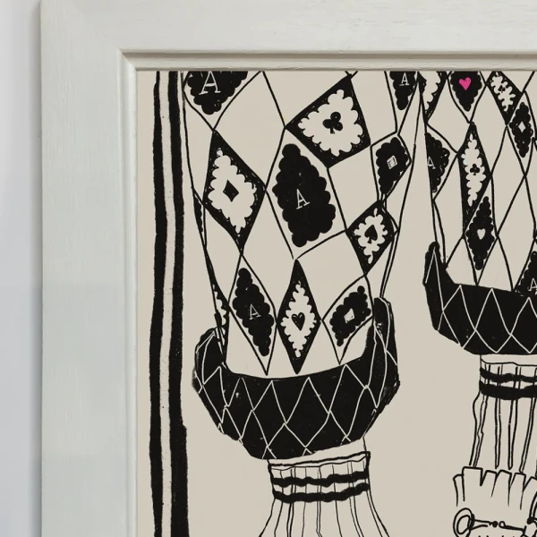 Babucha rombos - 21 x 30 / Marco chato de 3 cm con rebaje blanco liso