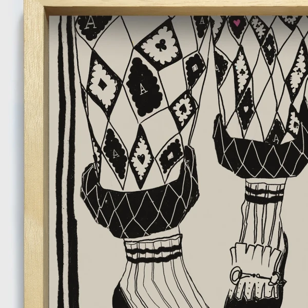 Babucha rombos - 30 X 42 / Marco box  madera marupa cera