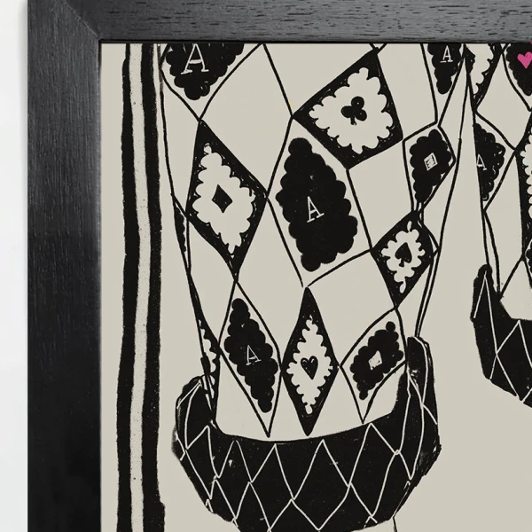 Babucha rombos - 30 X 42 / Marco chato de 3 cm negro liso