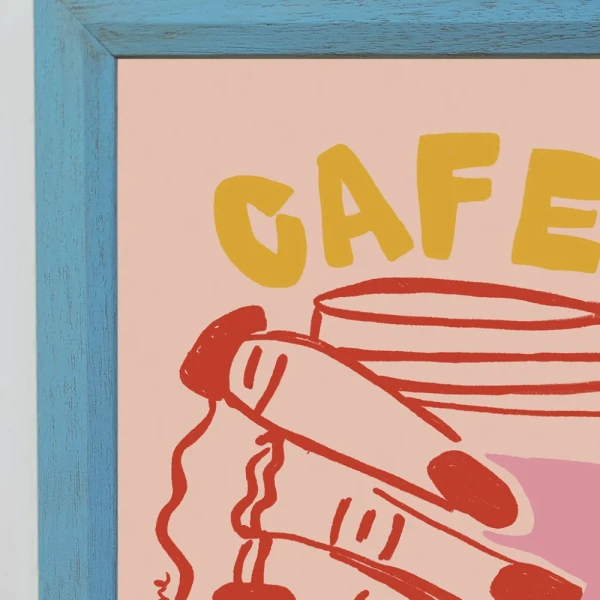 Cafe - 30 X 42 / Marco chato con rampita celeste vintage