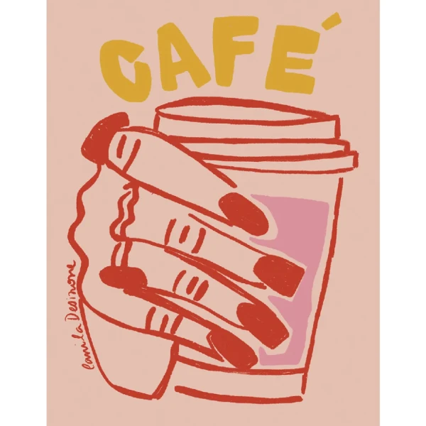 Cafe - 30 X 42 / Marco chato con rampita celeste vintage