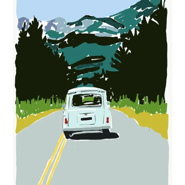 Ruta Renault - 30 X 42 / Marco chato de 3 cm negro liso