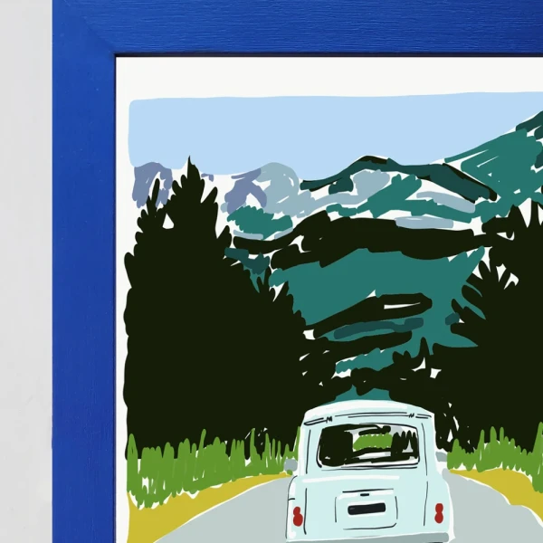 Ruta Renault - 30 X 42 / Marco chato de 3 cm azul ultramar