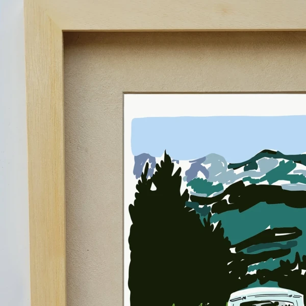 Ruta Renault - 30 X 42 / Marco chato de marupa natural mas paspartu stone