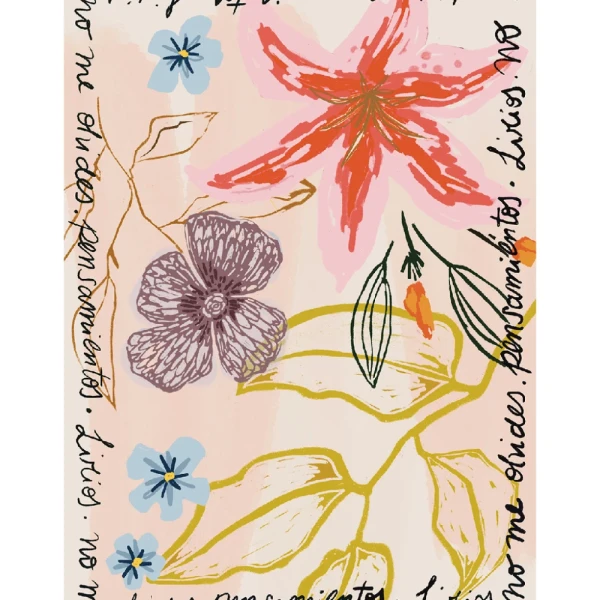 Lirios - 21 x 30 / Marco chato de 3 cm con bajadita blanco liso