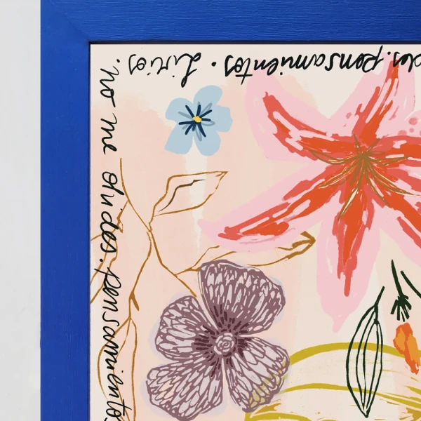 Lirios - 30 X 42 / Marco chato de 3 cm azul ultramarine