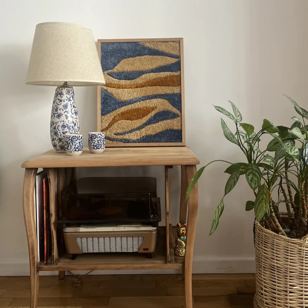 Tejido - Natural tostado y azul