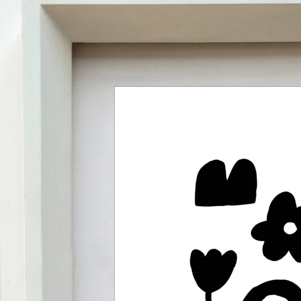 Negro - Varilla tipo triangulito blanca mas paspartu blanco / 21 x 30