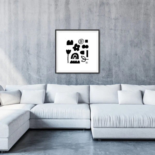 Negro - Varilla tipo triangulito blanca mas paspartu blanco / 21 x 30