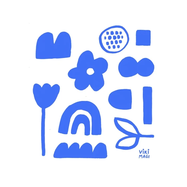 Azul - Varilla pelotitas blanca / 21 x 30