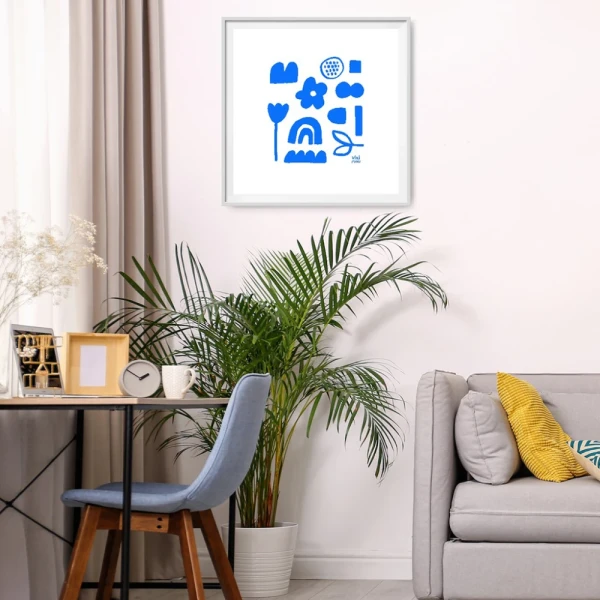 Azul - Varilla pelotitas blanca / 21 x 30