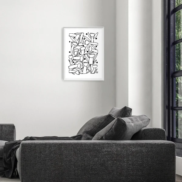 Amistad - Varilla tipo box negro mas paspartu negro / 21 x 30