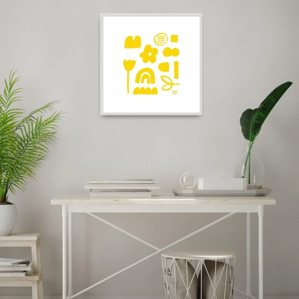 Amarillo - Varilla chata de 3 cm con bajadita blanco liso / 21 x 30