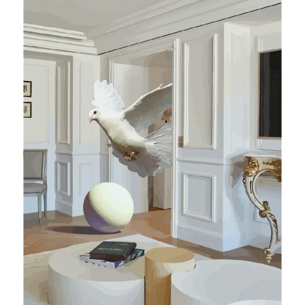 Paloma blanca - Chata de 3 cm con bajadita blanca