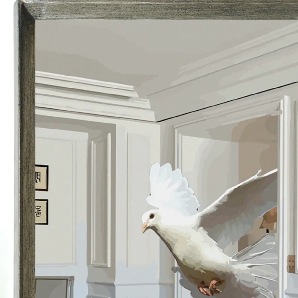 Paloma blanca - Marco piramidal plata vintage