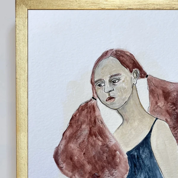 Mujer 2 - Marco chato 20 x 20 dorado