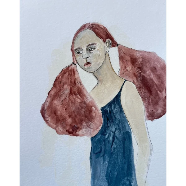 Mujer 2 - Marco chato 20 x 20 dorado