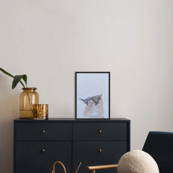 Mujer 6 - Marco chato de 3 cm madera mas passepartout