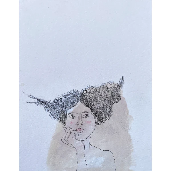 Mujer 6 - Marco chato de 3 cm madera mas passepartout