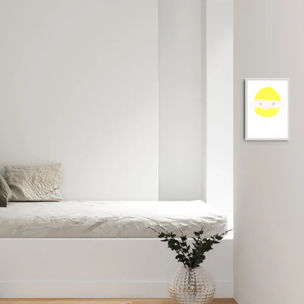 Teets - Marco chato de 4 cm madera + passepartout gris