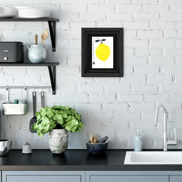 Lemon - Marco en L negro + passepartout gris