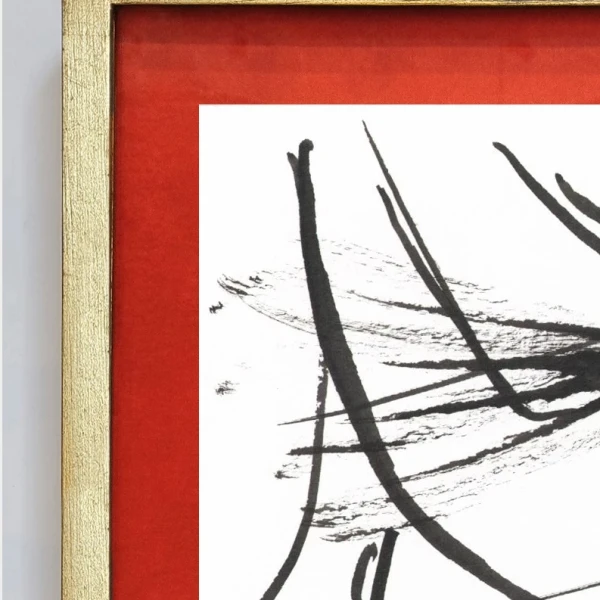 Flower - Marco chato dorado + passepartout colorado