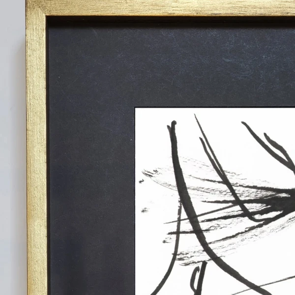 Flower - Marco chato dorado + passepartout negro