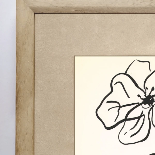 Flor - Marco chanfle madera + passepartout piedra