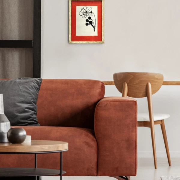 Flor - Marco chanfle madera + passepartout piedra