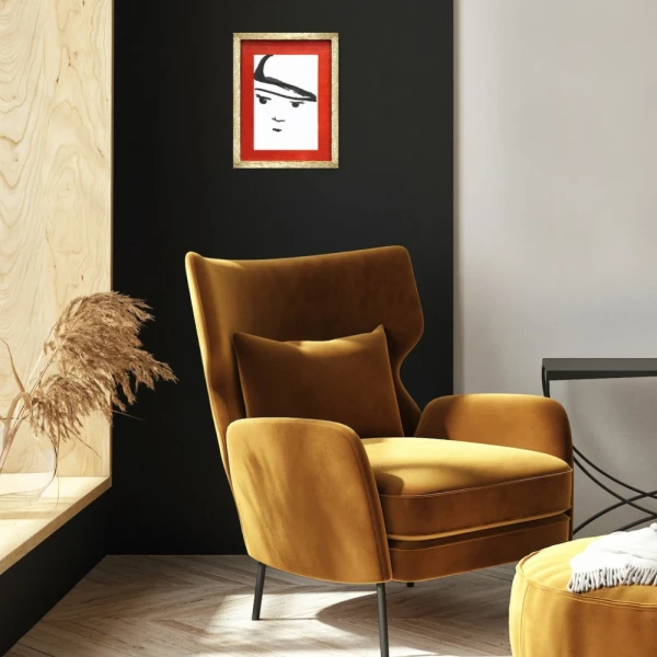 Chino - Marco chanfle madera + passepartout piedra