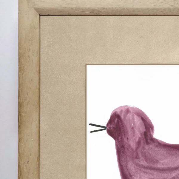 Birdie - Marco chanfle madera + passepartout piedra