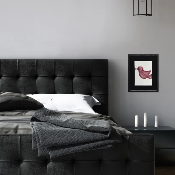 Birdie - Marco chanfle madera + passepartout piedra