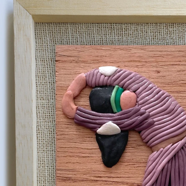 Sentimientos 6 - Marco tipo box madera + fondo arpillera white